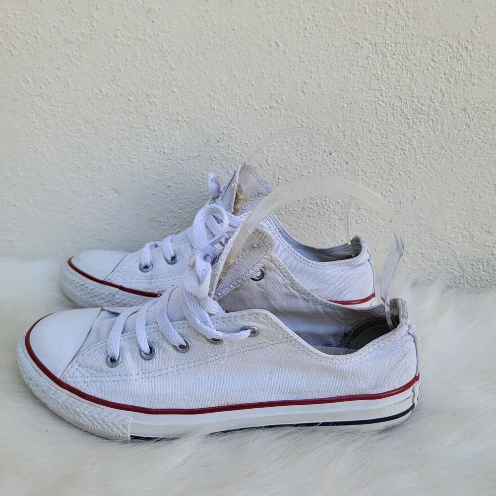 distressed converse all stars white low top wmns sz 5.5.